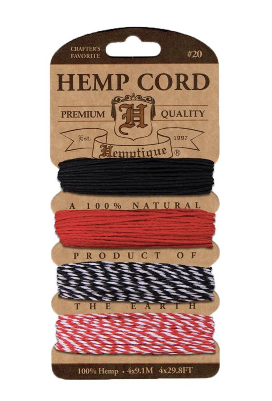 Hemptique 1mm #20 Variegated Metallic & Glitter Hemp Cord Card Set Eco Friendly Sustainable Naturally Grown Jewelry Bracelet Making Paper Crafting Scrapbooking Bookbinding Mixed Media Crocheting Macrame Seasonal Holiday Gift Wrapping Outdoor Garden